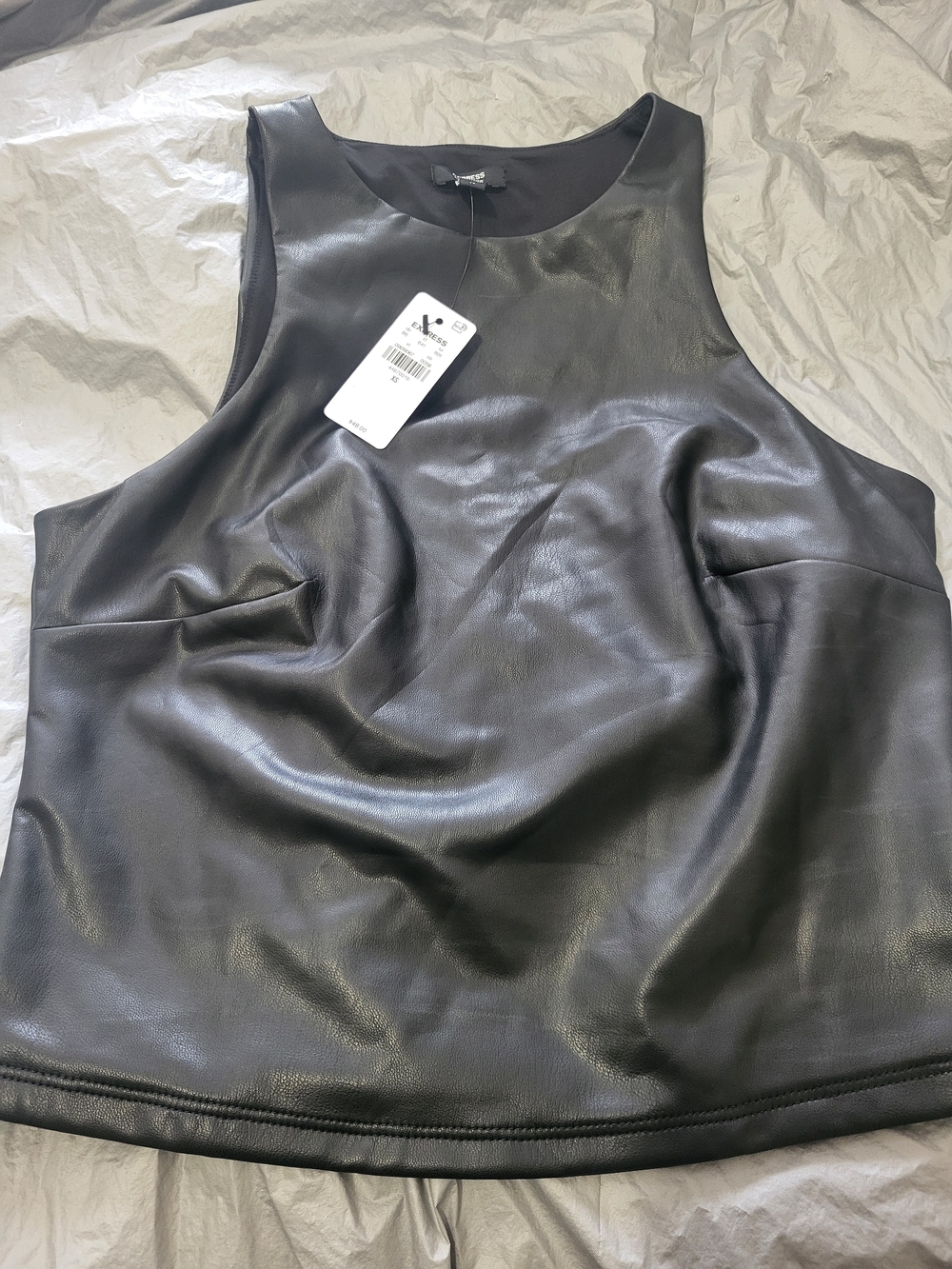 Express Black Faux Leather Tank - Picture 3 of 7